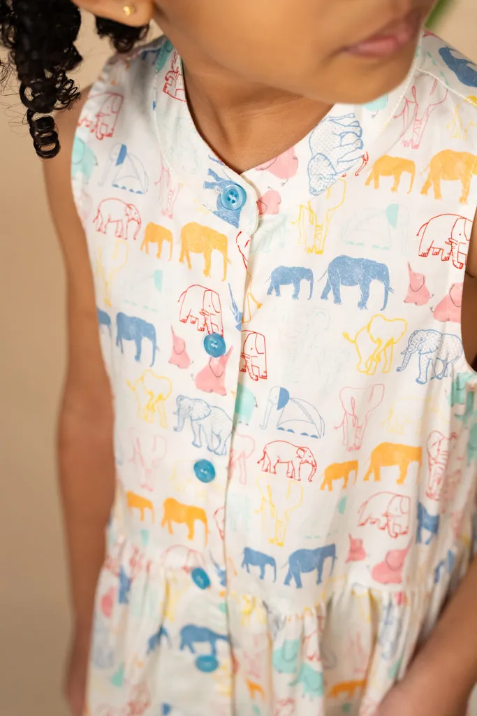 Maya Dress - Colourful Elephants