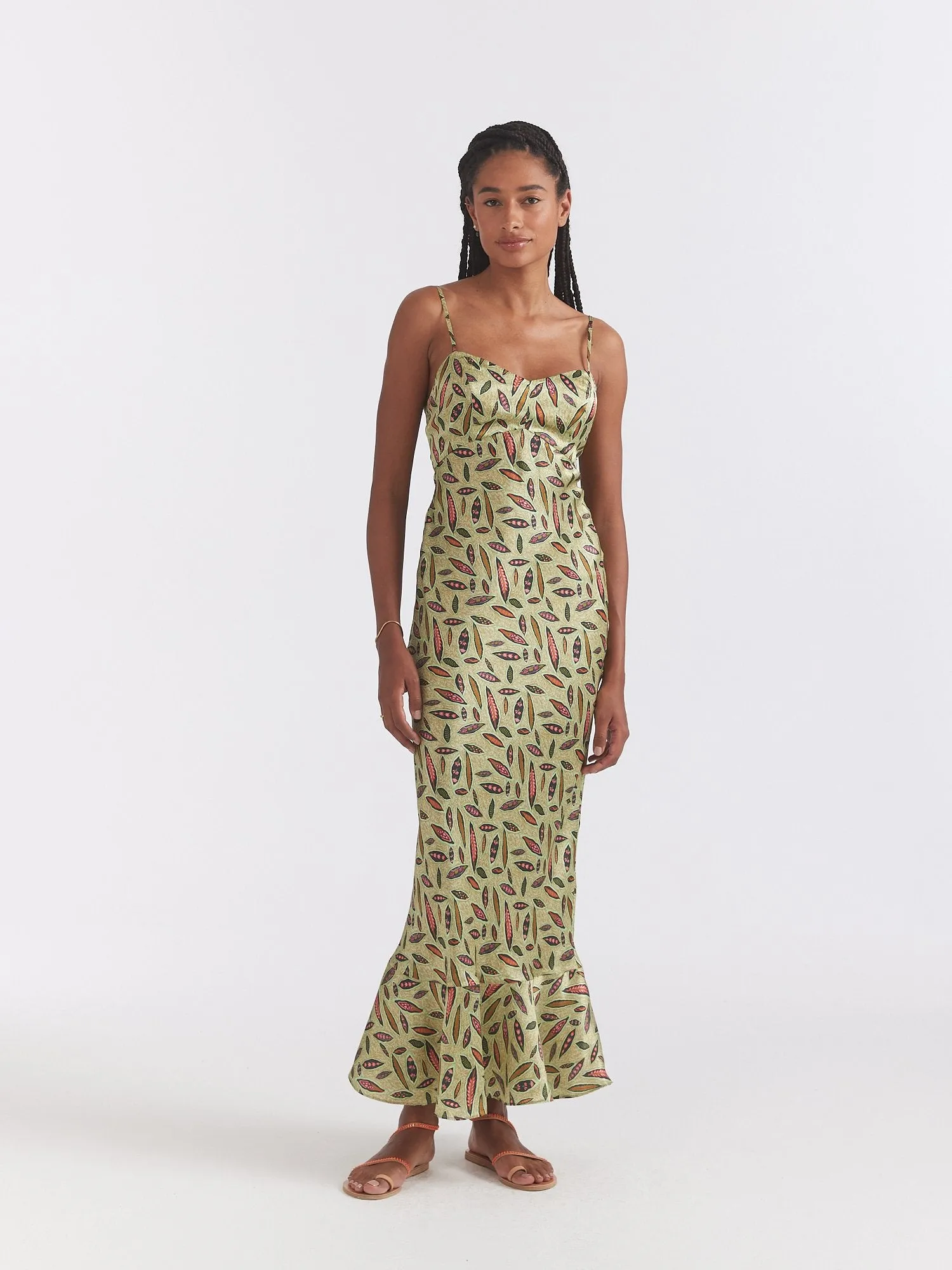 Mimi-B Green Slip Maxi Dress