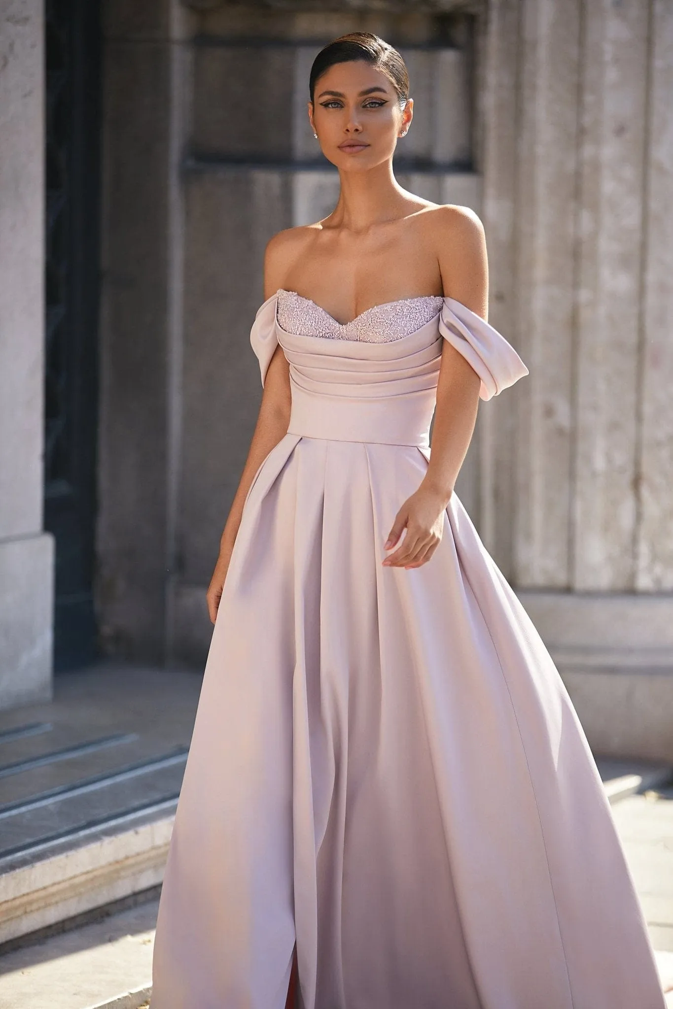 Misty Rose Princess heart-shaped neckline gown