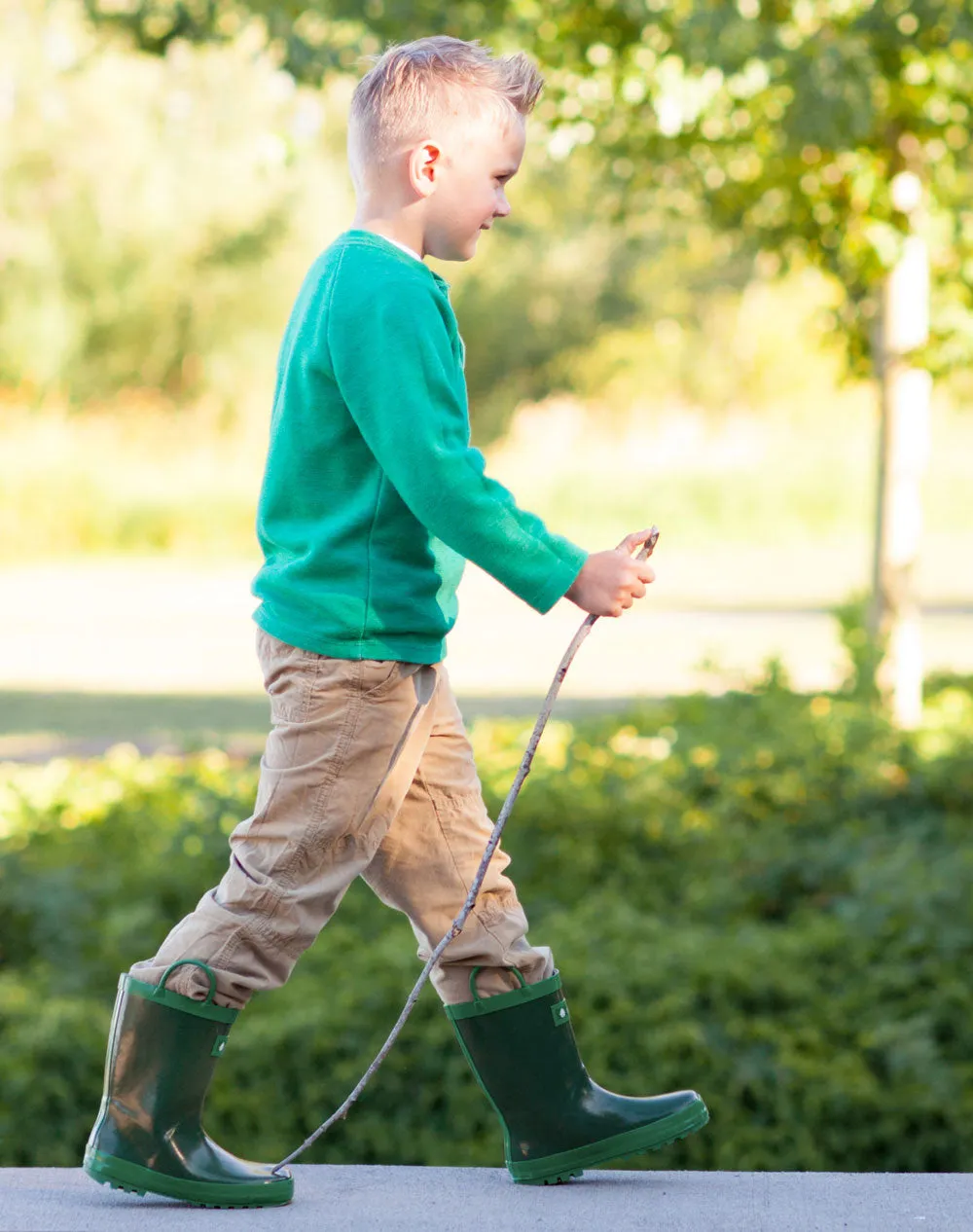 Nature Green Loop Handle Rubber Rain Boot