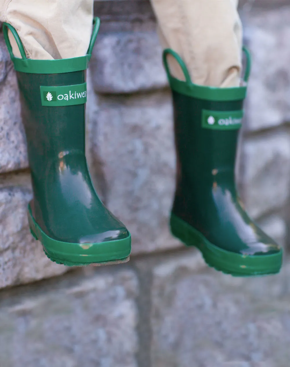 Nature Green Loop Handle Rubber Rain Boot