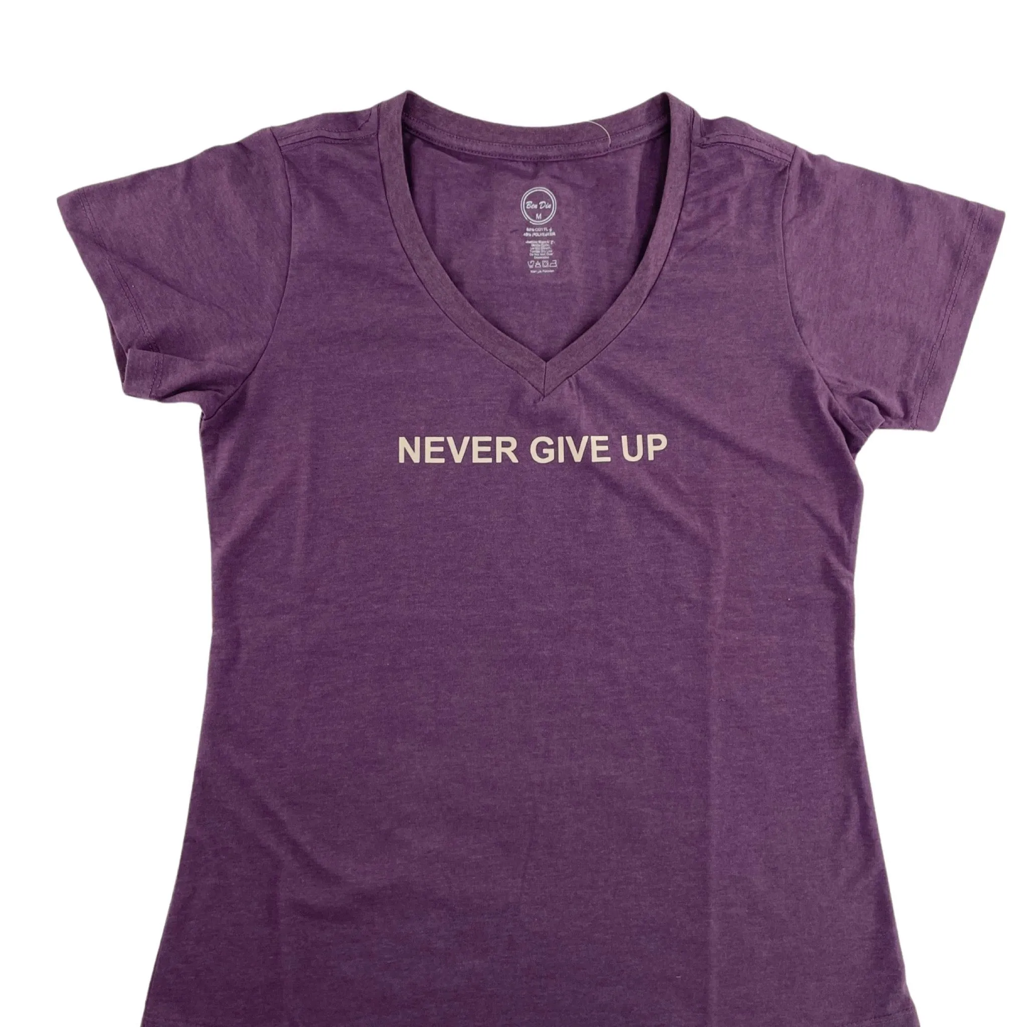 Never Give Up Tee Short Sleeves - V Neck Pleated T-Shirts