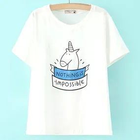 Nothing is Impossible Unicorn Print Cotton Graphic Tee | DOTOLY