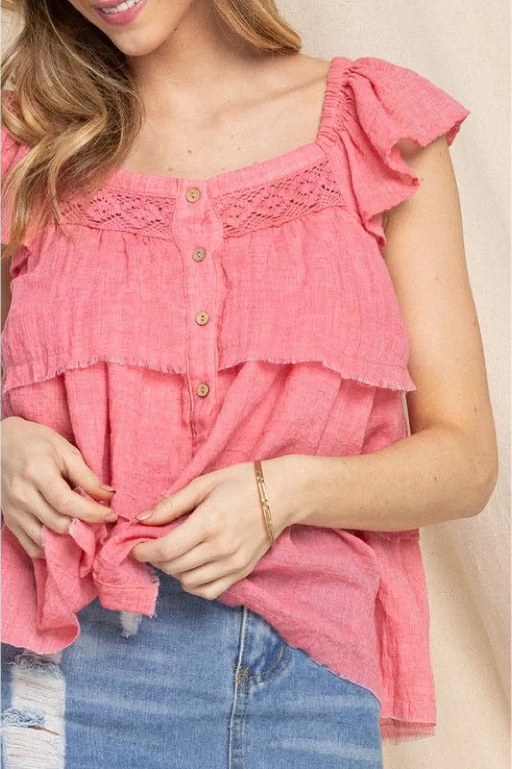 Pink Ruffled Top