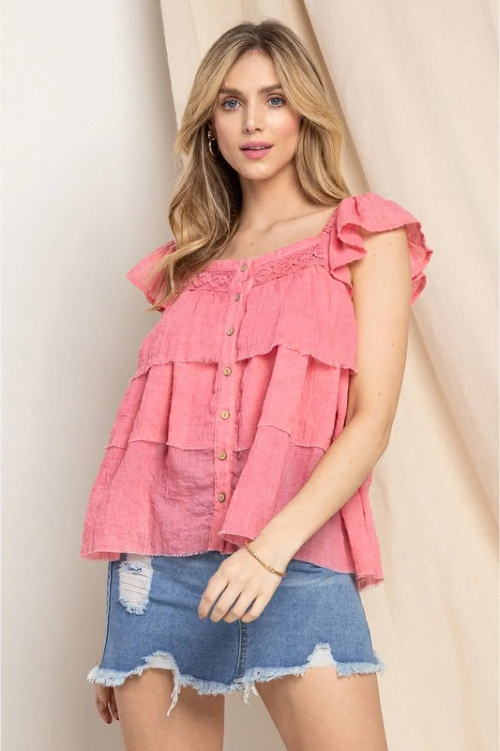 Pink Ruffled Top