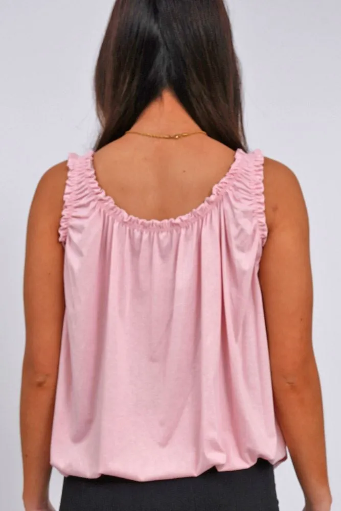 Plain Elasticated Gather Vest Top