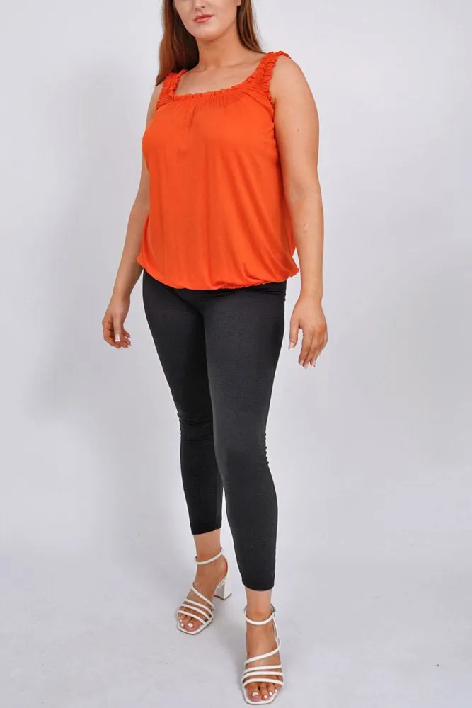 Plain Elasticated Gather Vest Top