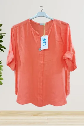 Plain Front Button Cotton Top