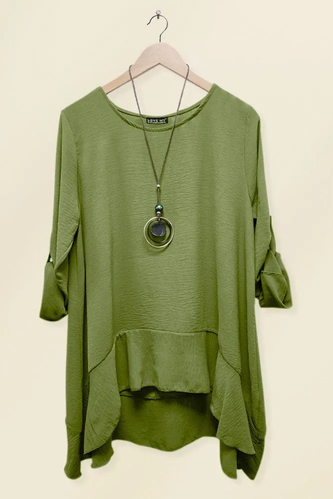 Plain Plus Size Necklace Tunic Top