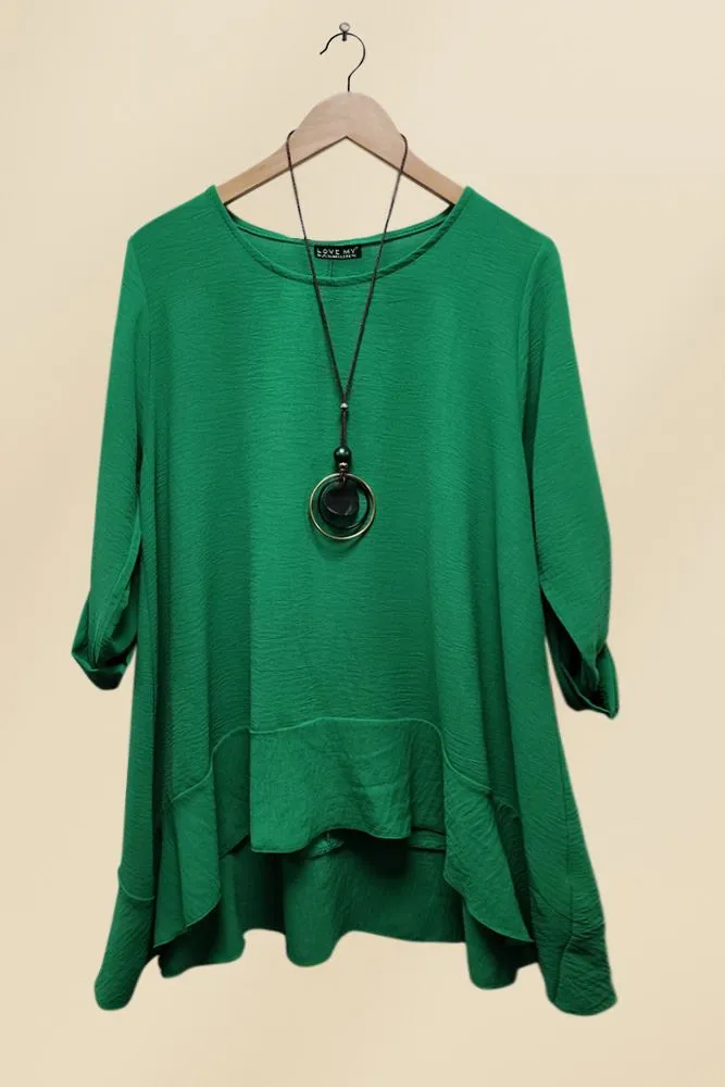 Plain Plus Size Necklace Tunic Top