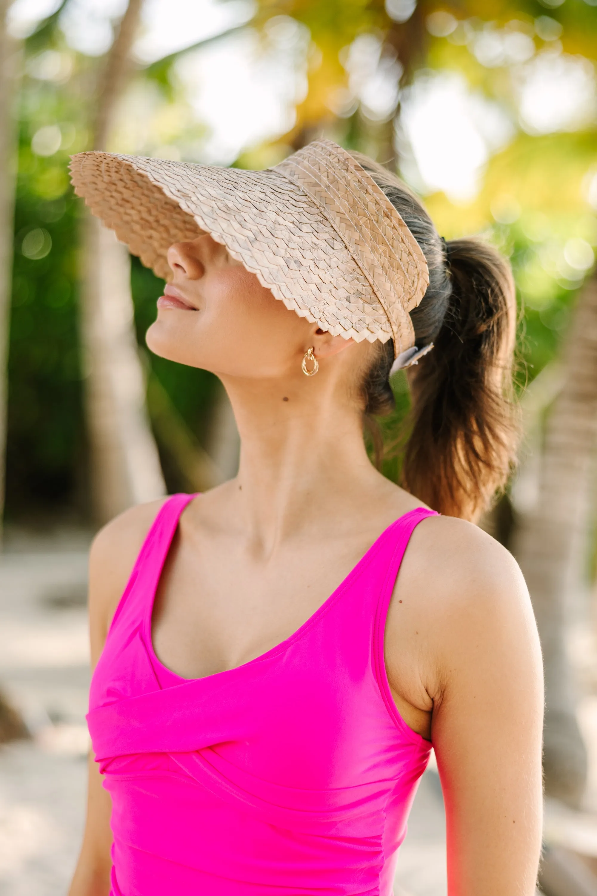 Private Cabana Tan Straw Visor Hat