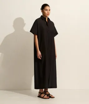 RELAXED SHIRT DRESS- BLACK