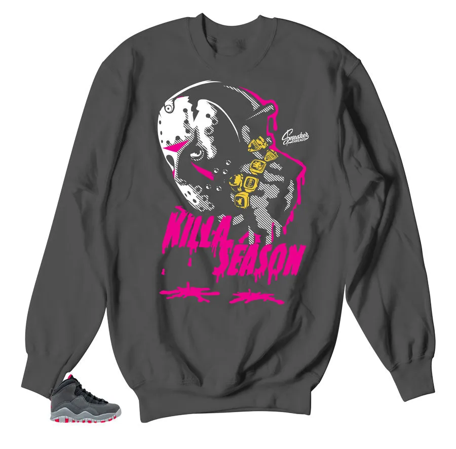 Retro 10 Rush Pink Sweater - Killa Season - Charcoal