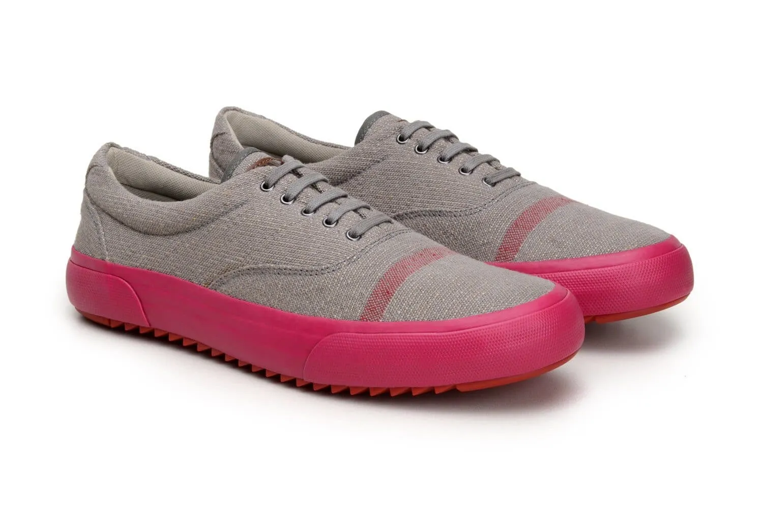 'Revenant' sneaker with vulcanised outsole by Brave Gentleman - grey/neon pink