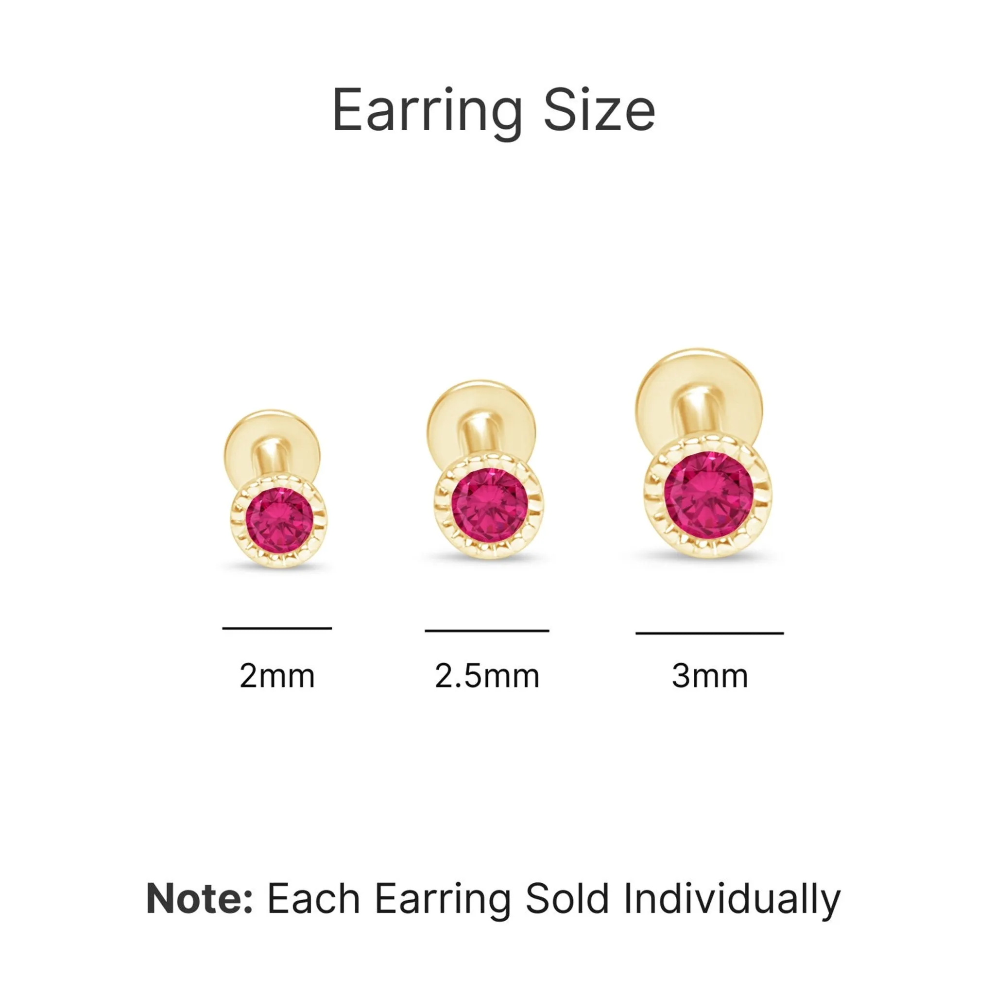 Ruby Milgrain Bezel Flat Back Stud