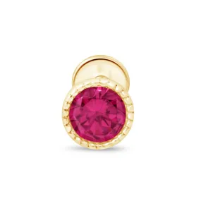 Ruby Milgrain Bezel Flat Back Stud