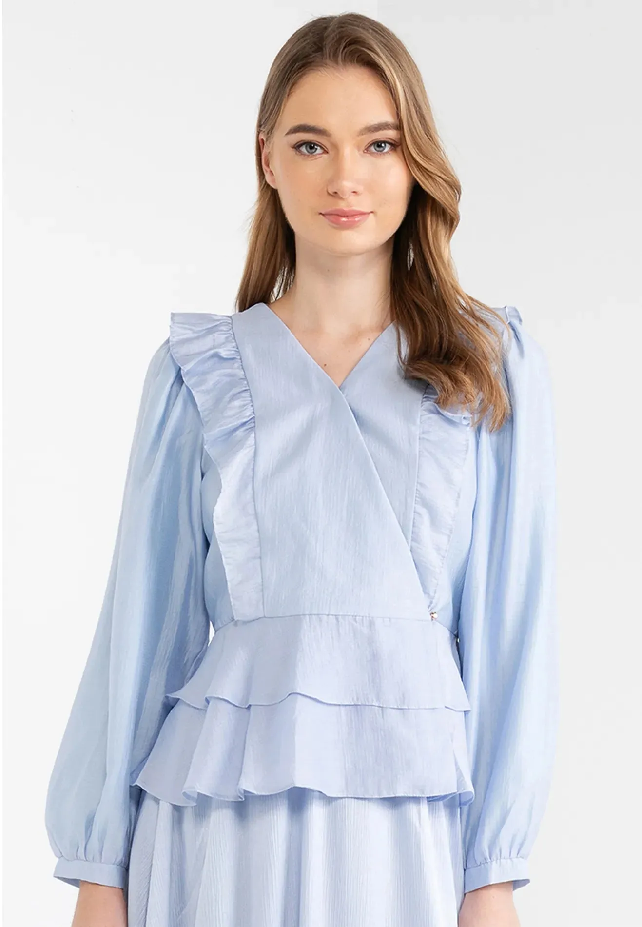 Ruffle Detail Wrapover Blouse