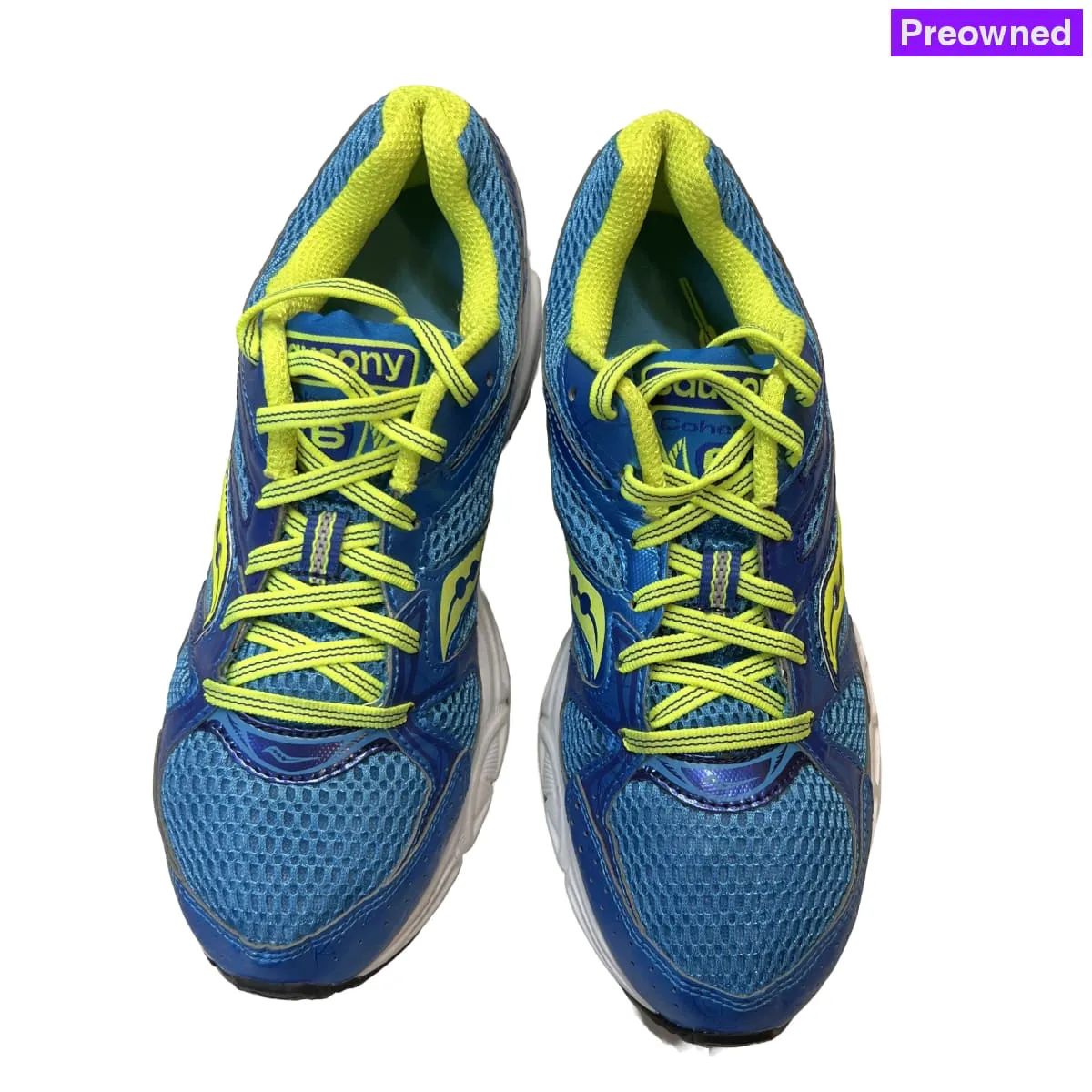 SAUCONY Women's Grid Cohesion 6 -Blue/Citron- Running Shoe - Size 9M Preowned