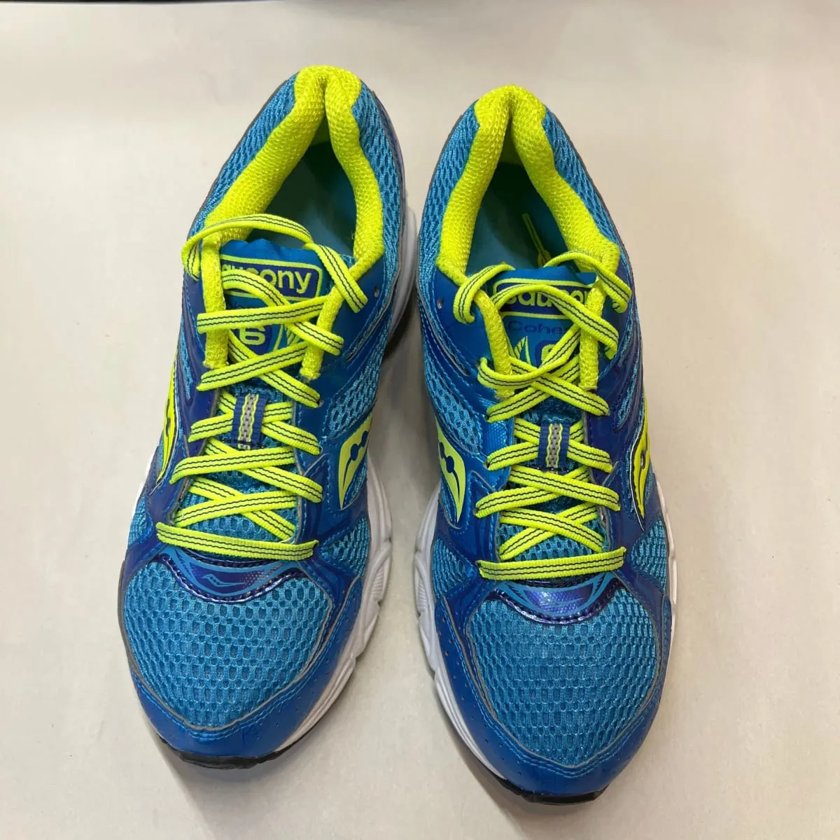 SAUCONY Women's Grid Cohesion 6 -Blue/Citron- Running Shoe - Size 9M Preowned