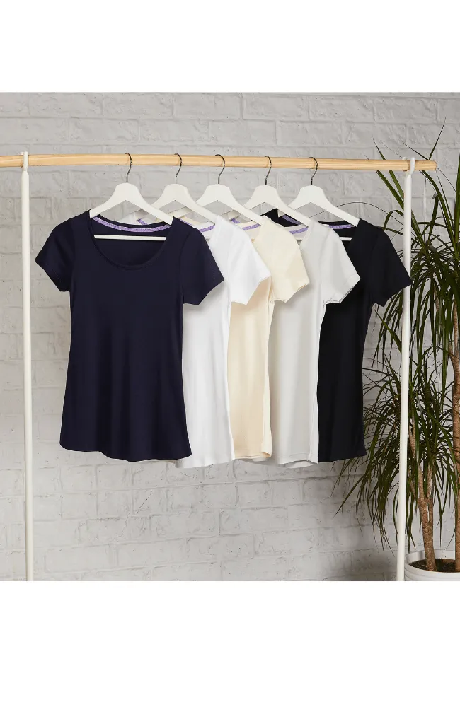 Scoop Neck Cotton & TENCEL Modal Blend T-shirt | Multiple Colours