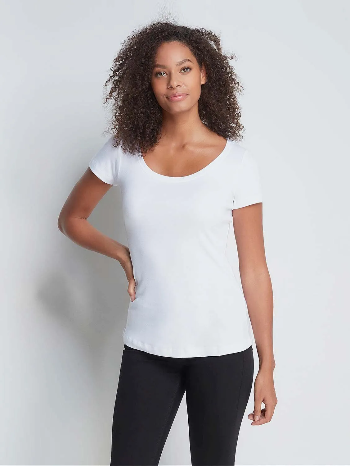 Scoop Neck Cotton & TENCEL Modal Blend T-shirt | Multiple Colours