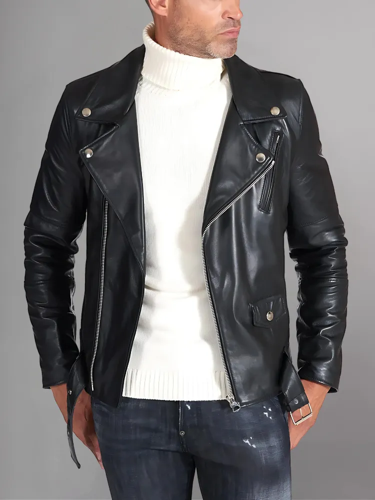 Slim Tan Brown Biker Leather Jacket