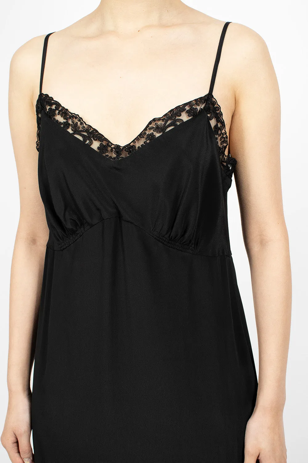 Slip Dress Black/Lace Trim