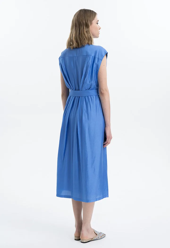 Solid Midi Gathered Waist Dress