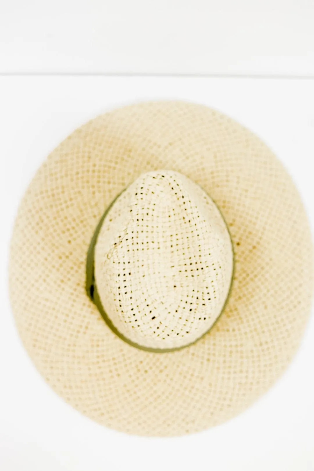 Straw Beach Hat With Olive Band