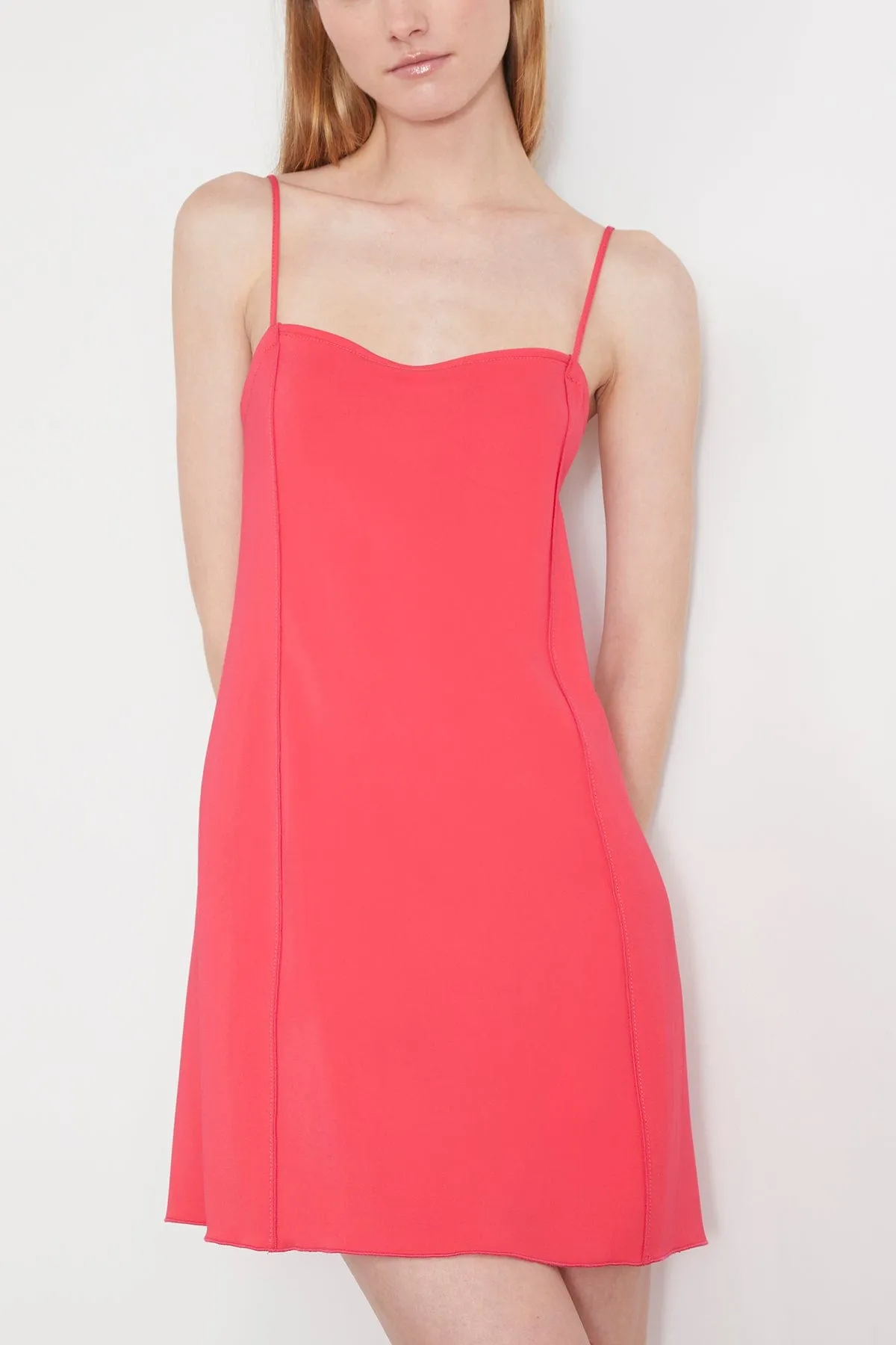 Stretch Crepe Cady Mini Dress in Watermelon