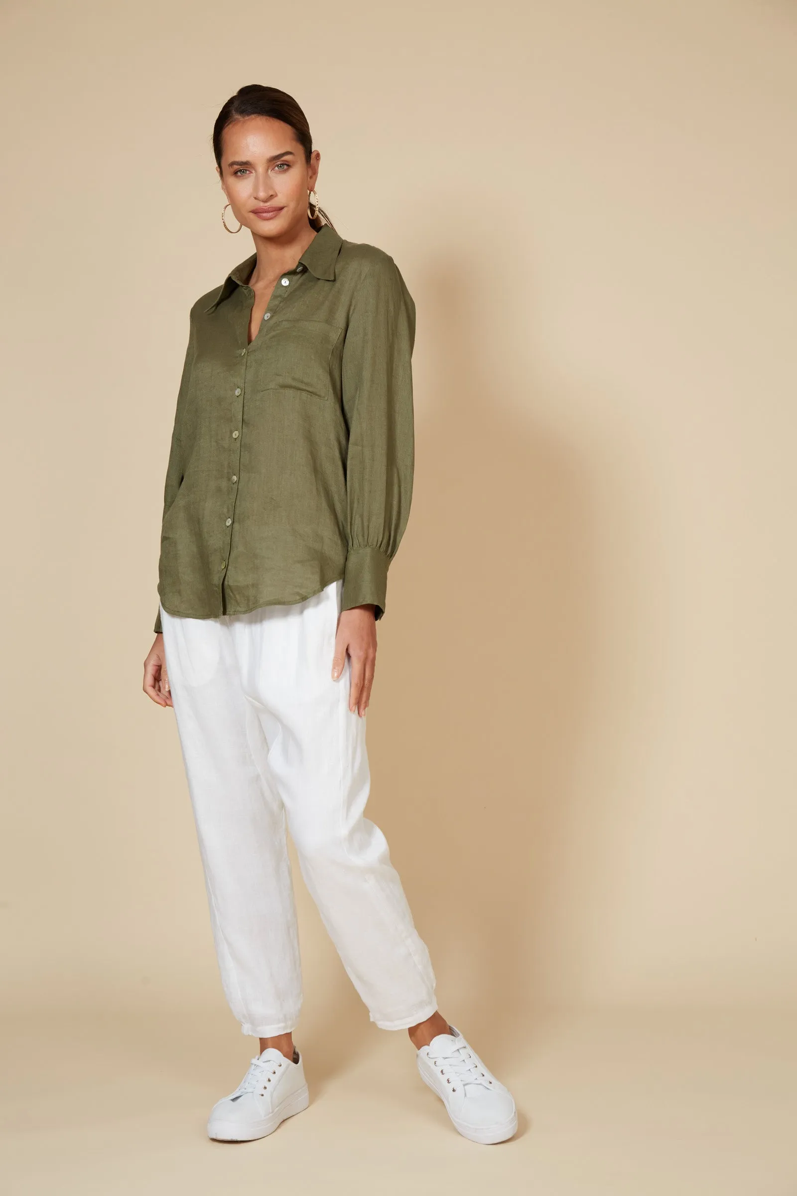 Studio Linen Shirt - Khaki