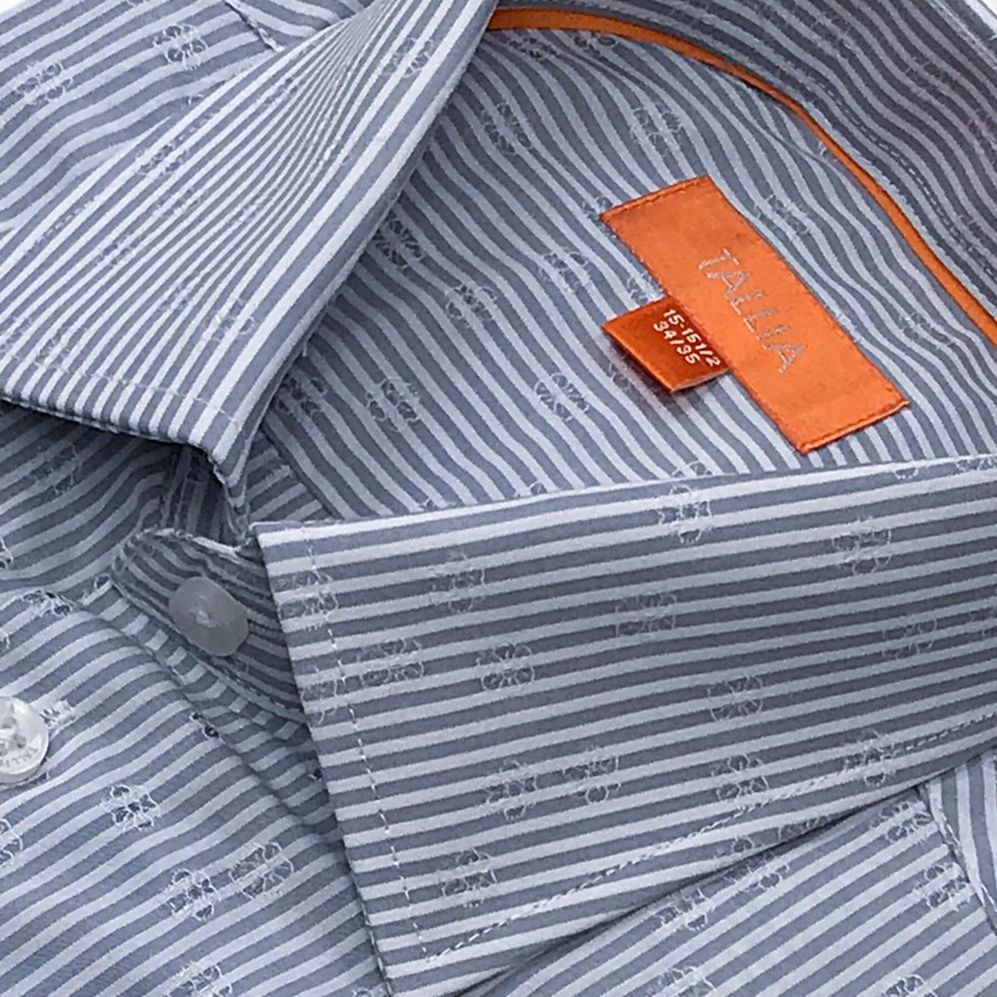 TALLIA ORANGE - MENS STRIPED JACQUARD DRESS SHIRT TRUE GREY