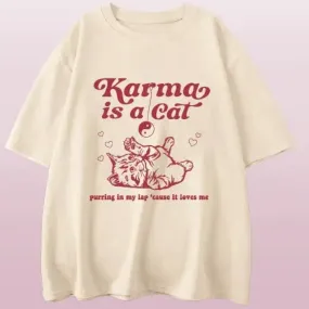 Taylor Swift Karma Is a Cat T-Shirt: Embrace the comfy and fashionable Vibes with this Swiftie Merch shirt. Taylor Swift Eras Tour Shirt