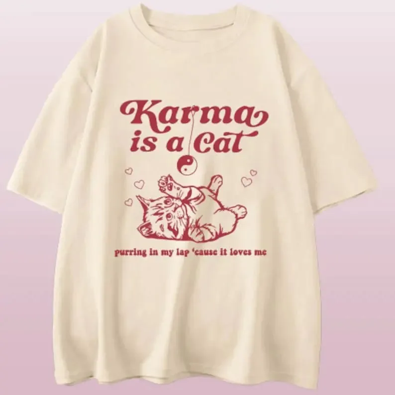 Taylor Swift Karma Is a Cat T-Shirt: Embrace the comfy and fashionable Vibes with this Swiftie Merch shirt. Taylor Swift Eras Tour Shirt