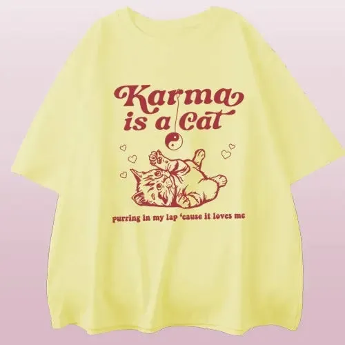 Taylor Swift Karma Is a Cat T-Shirt: Embrace the comfy and fashionable Vibes with this Swiftie Merch shirt. Taylor Swift Eras Tour Shirt