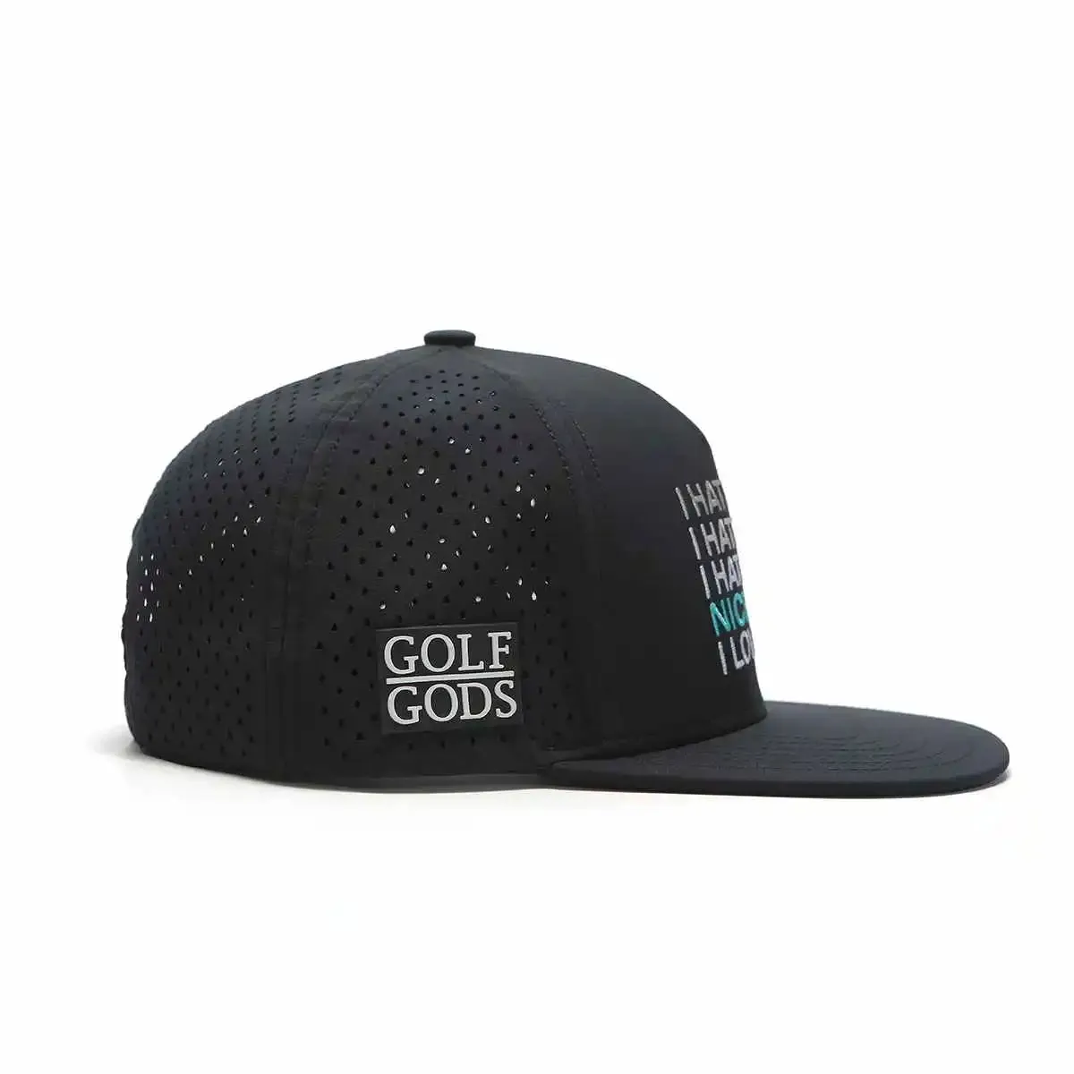 TOUR PRO I Hate Golf Hat in Black with Flat Brim