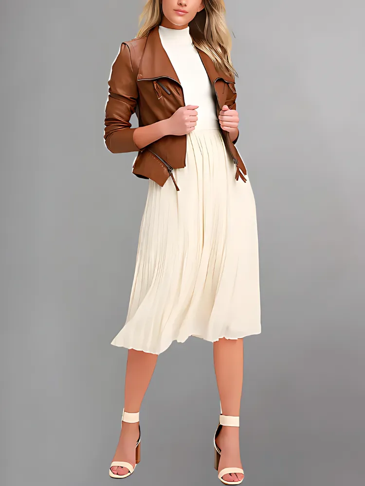 Up on a Tuesday Camel Vegan Leather Jacket for Women