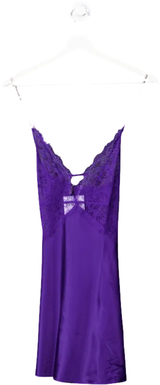 Victoria's Secret Purple Satin Lace Slip Dress With Dimante Straps UK XS