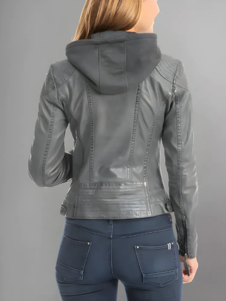 Womens Premium Black Lamb Leather Cacey Jacket - Stylish & Chic Outerwear