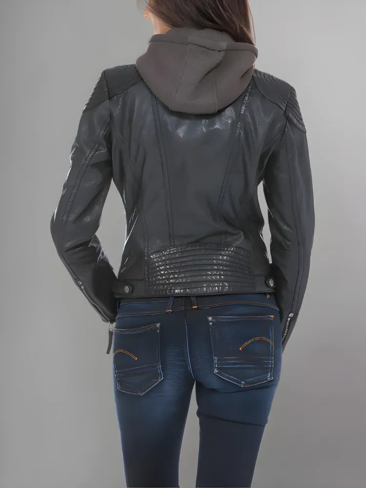 Womens Premium Black Lamb Leather Cacey Jacket - Stylish & Chic Outerwear