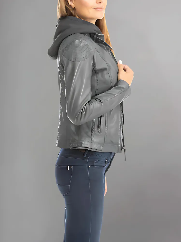 Womens Premium Black Lamb Leather Cacey Jacket - Stylish & Chic Outerwear